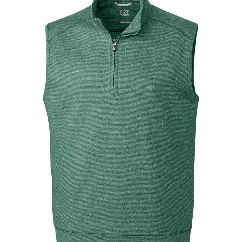 Cutter & Buck Shoreline Half-Zip
Vest Blue Striped CB DryTec 50+ UPF